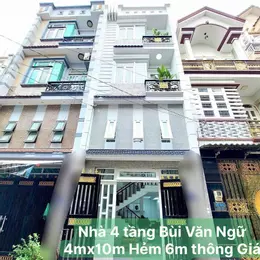 Bán Nhà 4 tầng đường BÙI VĂN NGỮ, phường HT, Q12, dt 38,3m2 (4mx10m) Hẻm 6m thông Giá 4,4Tỷ (TL)