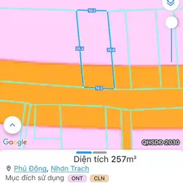 Bán đất Phú Đông, 257m², có sẵn 50m² thổ cư, đường ô tô né nhau, 1/ Hùng Vương – Giá 2,4 tỷ