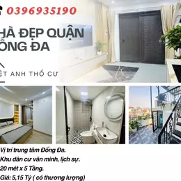 Bán nhà Hào Nam Đống Đa, Trung Tâm Quận, Ba Gác Đỗ Cửa, 20mx5T, Giá: 5,15 Tỷ, Lh: 0396935190.