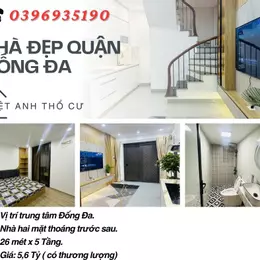 Bán nhà Hào Nam Đống Đa, Giá Hợp Lí, 20 Mét Ra Phố, 26mx5T, Giá: 5,6 Tỷ, Lh: 0396935190.