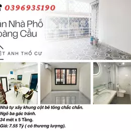 Bán nhà Phố Hoàng Cầu, HaiThoáng Trước Sau, Dân Xây Để Ở, 34mx5T, Giá: 7.55 Tỷ, Lh: 0396935190.
