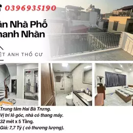 Bán nhà phố Thanh Nhàn, Vị Trí Lô Góc, Tiện Ích Bạt Ngàn, 32mx5T, Giá: 7.7 Tỷ, Lh: 0396935190.