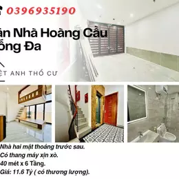 Bán nhà Phố Hoàng Cầu, Hai Mặt Thoáng, Có Thang Máy , 40mx6T, Giá: 11.6 Tỷ, Lh: 0396935190.