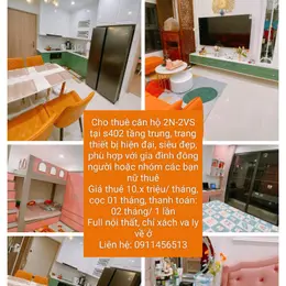 CHO THUÊ CĂN HỘ 2N-2VS TẠI S4002  CHỈ 10.x tr/tháng - Full Nội thất