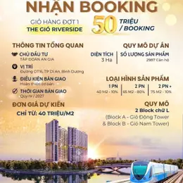 Chính thức nhận Booking The Gió Riverside của An Gia Group, ưu đãi chọn căn đẹp giá tốt, Đợt 1 chỉ