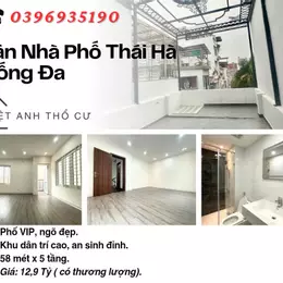 Bán nhà Phố Thái Hà, Ngõ Đẹp, Sổ Vuông, 9 Ngủ, 58mx5T, Giá: 12.9 Tỷ, Lh: 0396935190.