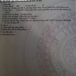 * CHÍNH CHỦ CHO THUÊ ĐẤT PHƯỜNG NINH THUỶ - THỊ XÃ NINH HOÀ - KHÁNH HOÀ