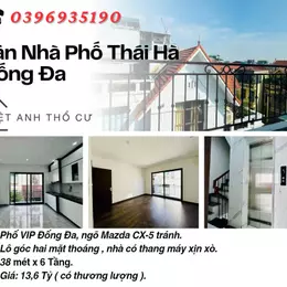 Bán nhà Phố Thái Hà_Mặt Tiền Rộng_Lô Góc Thoáng Sáng_38mx6T_Giá: 13.6 Tỷ_Lh: 0396935190.