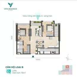 CẦN VỐN BÁN GẤP căn hộ Vista 2PN 76m2 VIEW SÔNG HÀN giá SẬP HẦM
