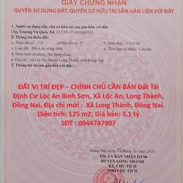 ĐẤT VỊ TRÍ ĐẸP – CHÍNH CHỦ CẦN BÁN Đất Tái Định Cư Lộc An Bình Sơn, Xã Lộc An, Long Thành, Đồng