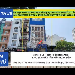 Cho thuê Tòa nhà Mặt Tiền Bờ Bao Tân Thắng Q.Tân Phú 200m²,7 TẦNG - ĐỐI DIỆN AEON