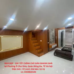 NHÀ ĐẸP - GIÁ TỐT CHÍNH CHỦ BÁN NHANH NHÀ tại Phường Ô Chợ Dừa, Quận Đống Đa, TP Hà Nội