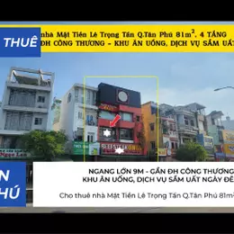 Cho thuê nhà Mặt Tiền Lê Trọng Tấn Q.Tân Phú 81m²,4 TẦNG, 59Triệu - CẠNH ĐH CÔNG THƯƠNG