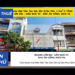 Cho thuê nhà Mặt Tiền Tân Sơn Nhì Q.Tân Phú 112m²,2 TẦNG, NGANG 8M, 55Triệu