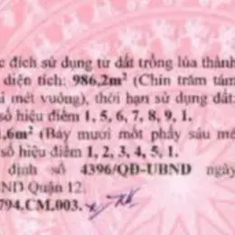 SIÊU PHẨM 986M² THỔ CƯ – MẶT TIỀN ĐÔNG HƯNG THUẬN 10B – NGANG 20M