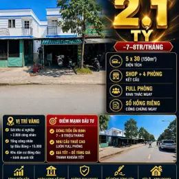 Nhà Mặt tiền D5 Lai Uyên, Bàu Bàng 150m2, 2 Tầng 6PN, Sổ Đỏ 2.1 Tỷ. LH 0898333313