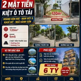 Chính chủ cần bán Lô Đất Hoàng Văn Hoè - 2 mặt tiền trước sau - 120 m2 - Giá chỉ 6 tỷ - Liên hệ