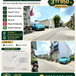 3 tỷ 950 CÓ NGAY LÔ ĐẤT HẺM XE HƠI 8m 5.5x15