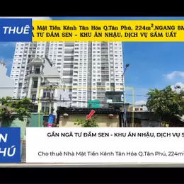 Cho thuê Nhà Mặt Tiền Kênh Tân Hóa Q.Tân Phú, 224m²,NGANG 8M