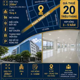 Cho Thuê Văn Phòng Đường Phan Đăng Lưu Hải Châu Đà Nẵng – 220m², Thang Máy, PCCC, Giá 21 Triệu