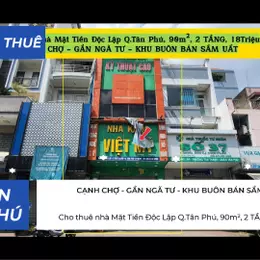 Cho thuê nhà Mặt Tiền Độc Lập Q.Tân Phú, 90m², 2TẦNG, 18Triệu