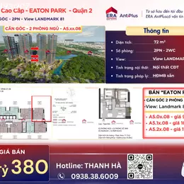 Chủ nhà Eaton Park - bán nhà đi Mỹ - bán căn góc 2PN - đã có HĐMB - công chứng ngay