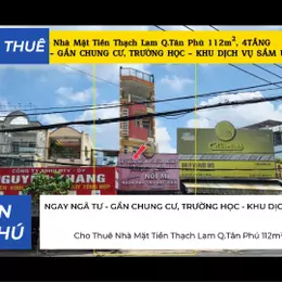 Cho Thuê Nhà Mặt Tiền Thạch Lam Q.Tân Phú 112m², 4TẦNG - NGAY NGÃ TƯ