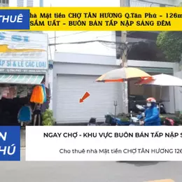 Cho thuê Nhà Mặt Tiền CHỢ TÂN HƯƠNG Q.Tân Phú 126m², 20Triệu