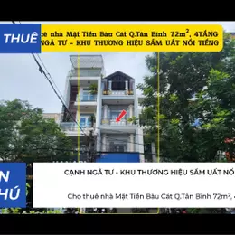 Cho Thuê Nhà Mặt Tiền Bàu Cát q.Tân Bình 72m², 4TẦNG - CẠNH NGÃ TƯ