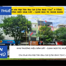 Cho Thuê Nhà Mặt Tiền Bàu Cát q.Tân Bình 72m², 4TẦNG - CẠNH NGÂN HÀNG
