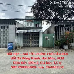 ĐẤT ĐẸP – GIÁ TỐT- CHÍNH CHỦ CẦN BÁN ĐẤT Xã Đông Thạnh, Hóc Môn, HCM