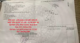 HOT HOT –CẦN BÁN 3 LÔ ĐẤT LIỀN KỀ – MẶT TIỀN QUỐC LỘ 12B – VỊ TRÍ ĐẸP TẠI QUỲNH LƯU, NHO QUAN,