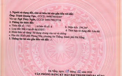 CẦN BÁN LÔ ĐẤT 194M2 – NGANG 10M – VỊ TRÍ ĐẸP TẠI PHƯỜNG AN THẮNG, ĐÀ NẴNG