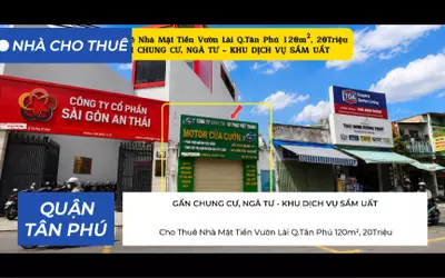 Cho Thuê Nhà Mặt Tiền Vườn Lài Q.Tân Phú 120m², 20Triệu - GẦN CHUNG CƯ - KHU DỊCH VỤ