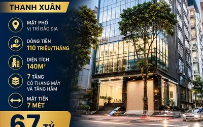 BÁN TÒA VĂN PHÒNG HOÀNG VĂN THÁI - THANH XUÂN - MẶT PHỐ - DÒNG TIỀN 110 TRIỆU/THÁNG - 140M2 - 7