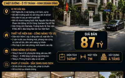 BÁN BIỆT THỰ KĐT NGHĨA ĐÔ - CẦU GIẤY - 2 MẶT ĐƯỜNG, Ô TÔ TRÁNH - KINH DOANH ĐỈNH - 140M2 - MT 7M -