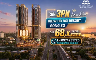 Hàng Hot | Căn hộ The Emerald Boulevard 3PN View Sông Sài Gòn, Hồ bơi Resort - Giá chỉ 68,xtriệu/m2