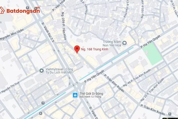 Ngõ 168 Trung Kính: Vị trí, giao thông và bất động sản xung quanh